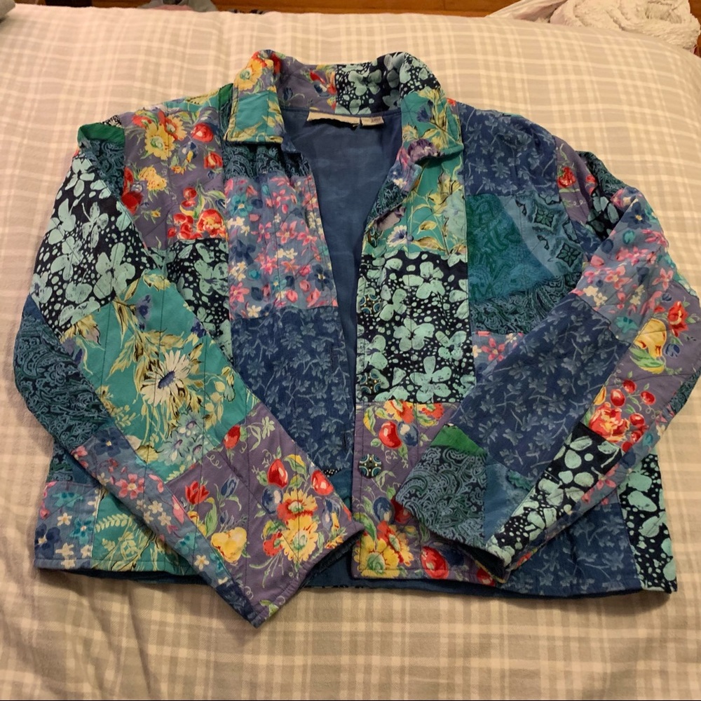 Vintage quilted mixed print floral lined jacket